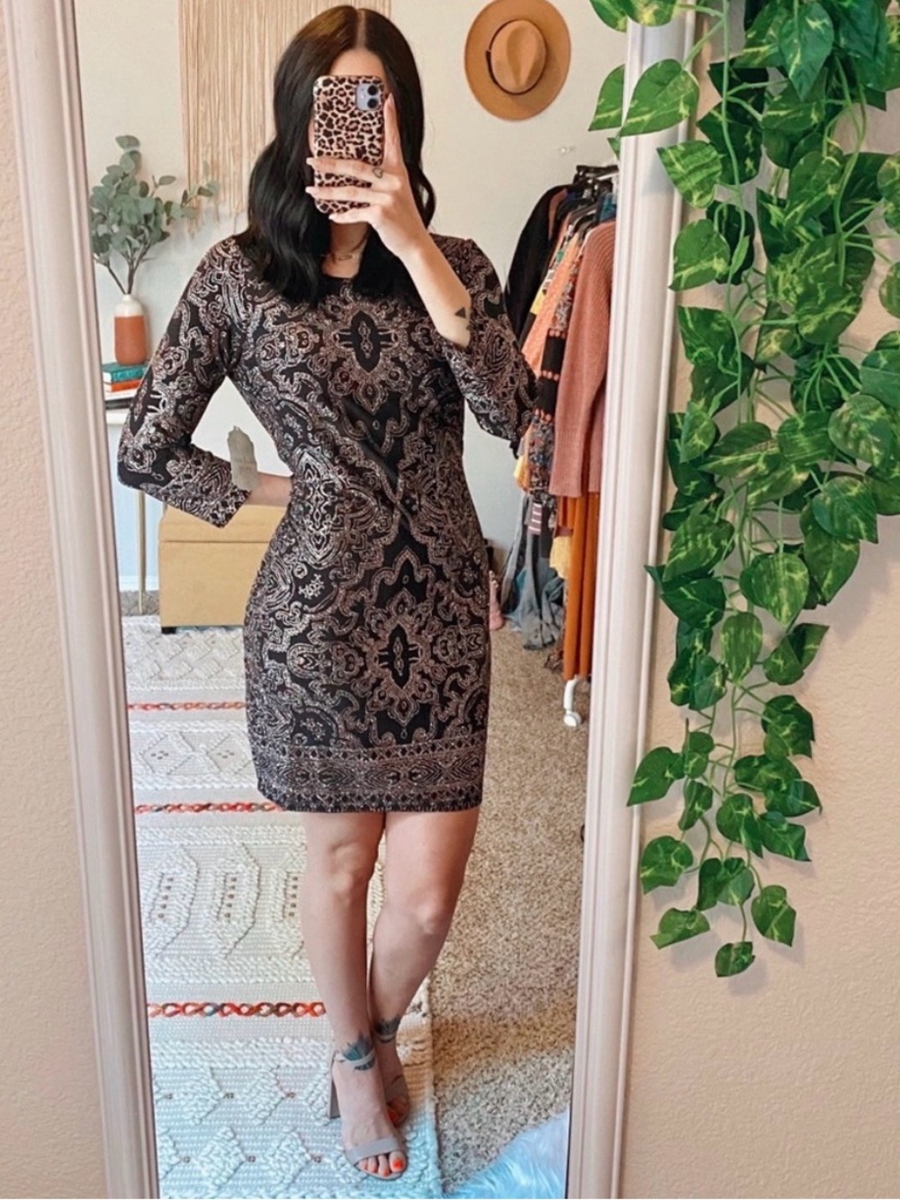 Altar’d State Black / Rose Gold Mini Dress Size Medium